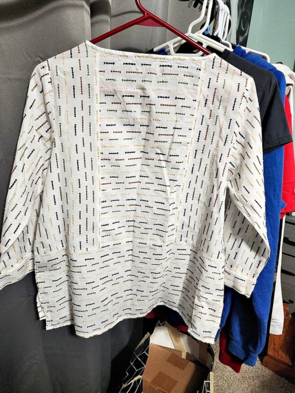 Erika Clip Stripe Dot Printed Blouse in White Size Small NWT